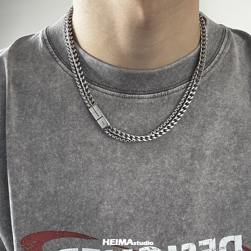 Cuban Link Chain 12Mm - Hip-Hop Titanium Steel Double Cuban Necklace