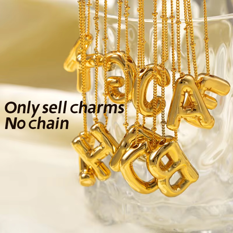 Initial Letter Necklace 18K Gold - CARLIDANA Bubble 26 Letters Name Necklaces