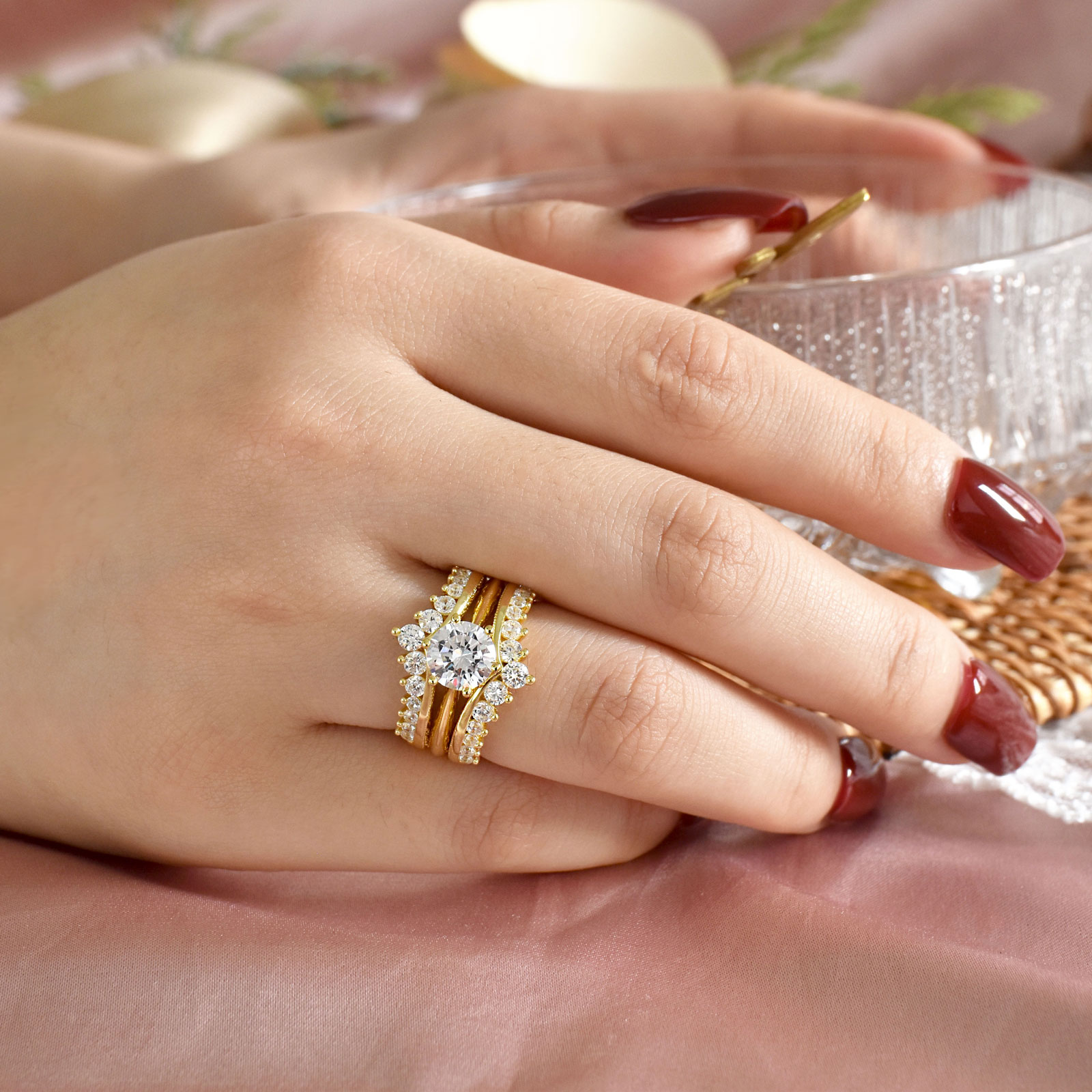 Newshe 2 Caro Cô Dâu Bộ Nhẫn N - đánh giá và giá Moissanite Engagement Ring 1 Carat