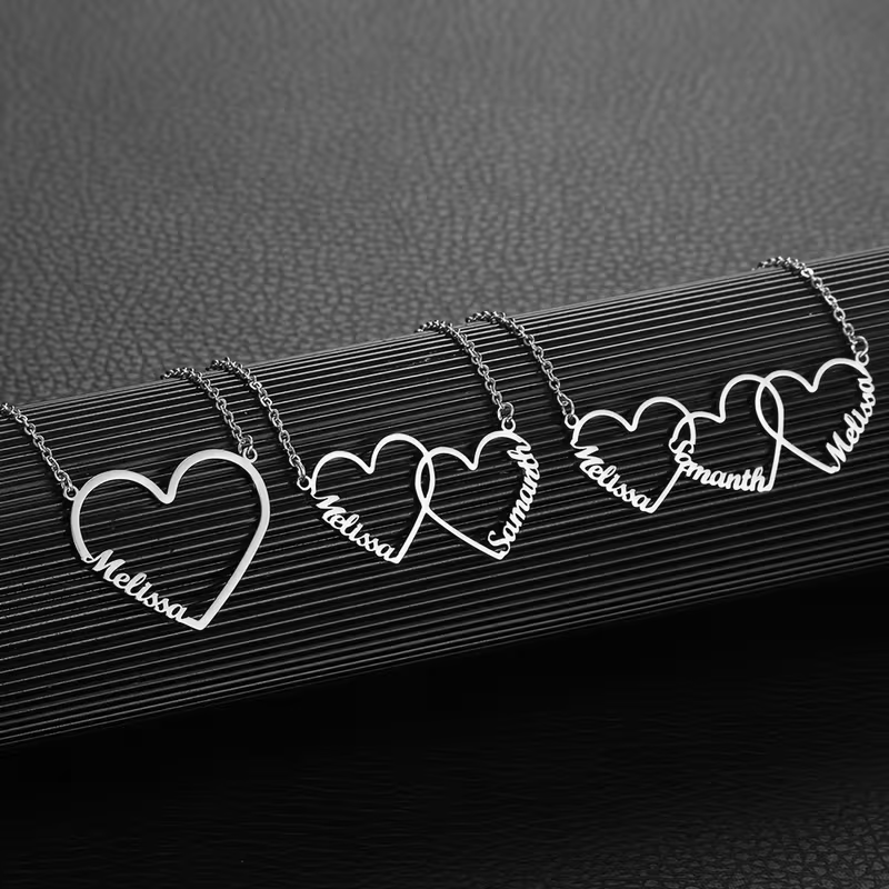 Custom Interlocking Heart Name - đánh giá và giá Custom Name Necklace Stainless Steel