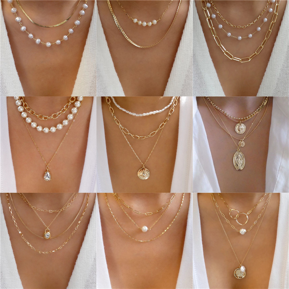 Trendy Gold-plate Geometric Be - đánh giá và giá Pearl Choker Necklace Vintage