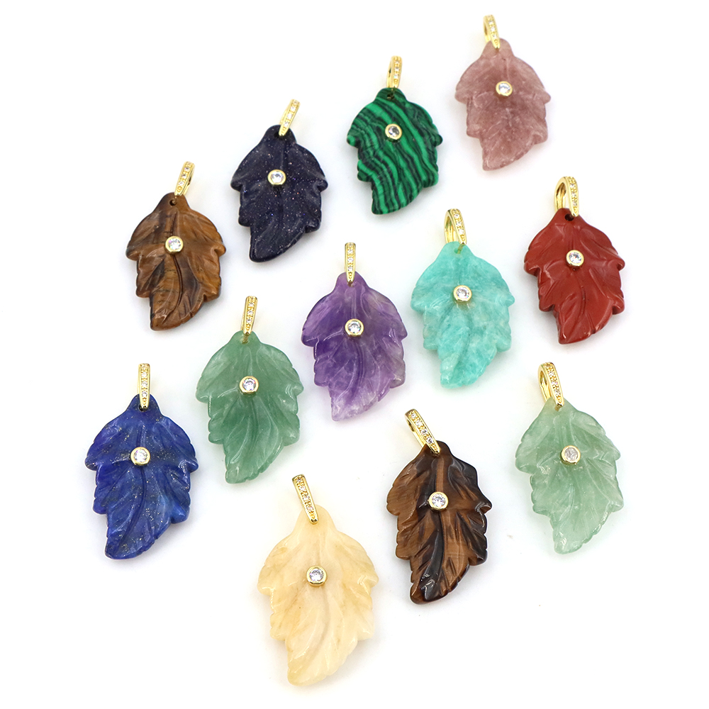Natural Stone Crystal Leaf wit - đánh giá và giá Crystal Pendant Necklace Natural Stone