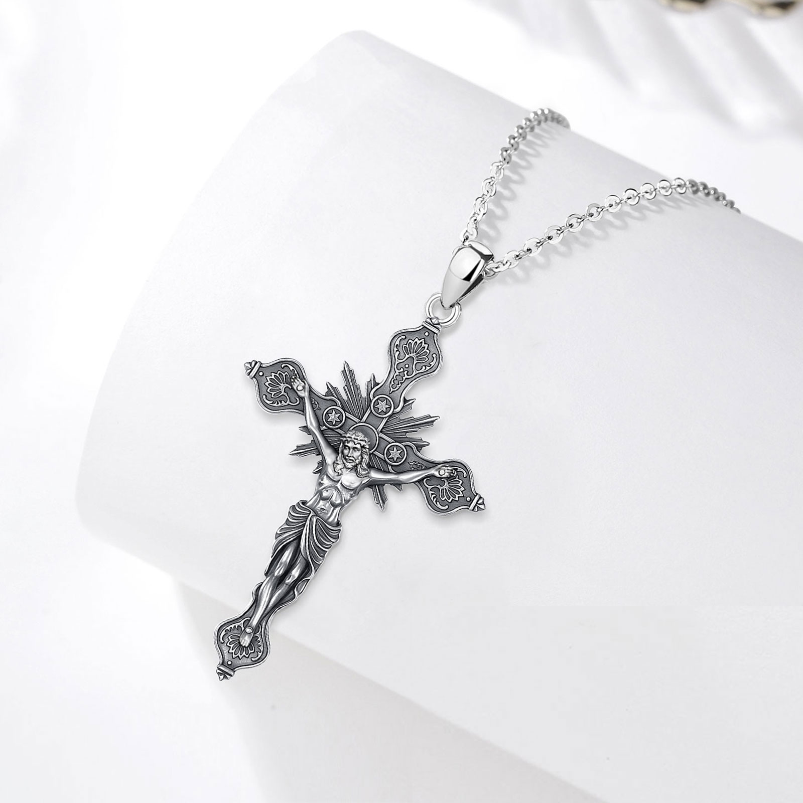Eudora New Crucifix Cross Neck - đánh giá và giá 925 Sterling Silver Chain Necklace Men