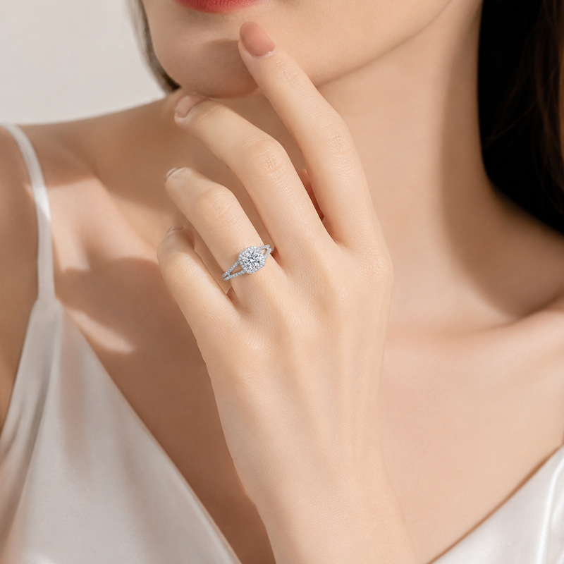 Hot selling 100% S925 silver s - đánh giá và giá Moissanite Engagement Ring 1 Carat