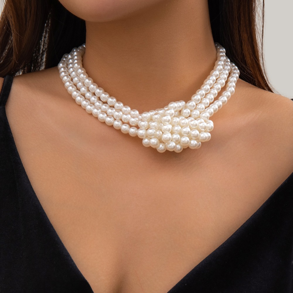 Fashion Retro Black White Stit - đánh giá và giá Pearl Choker Necklace Vintage