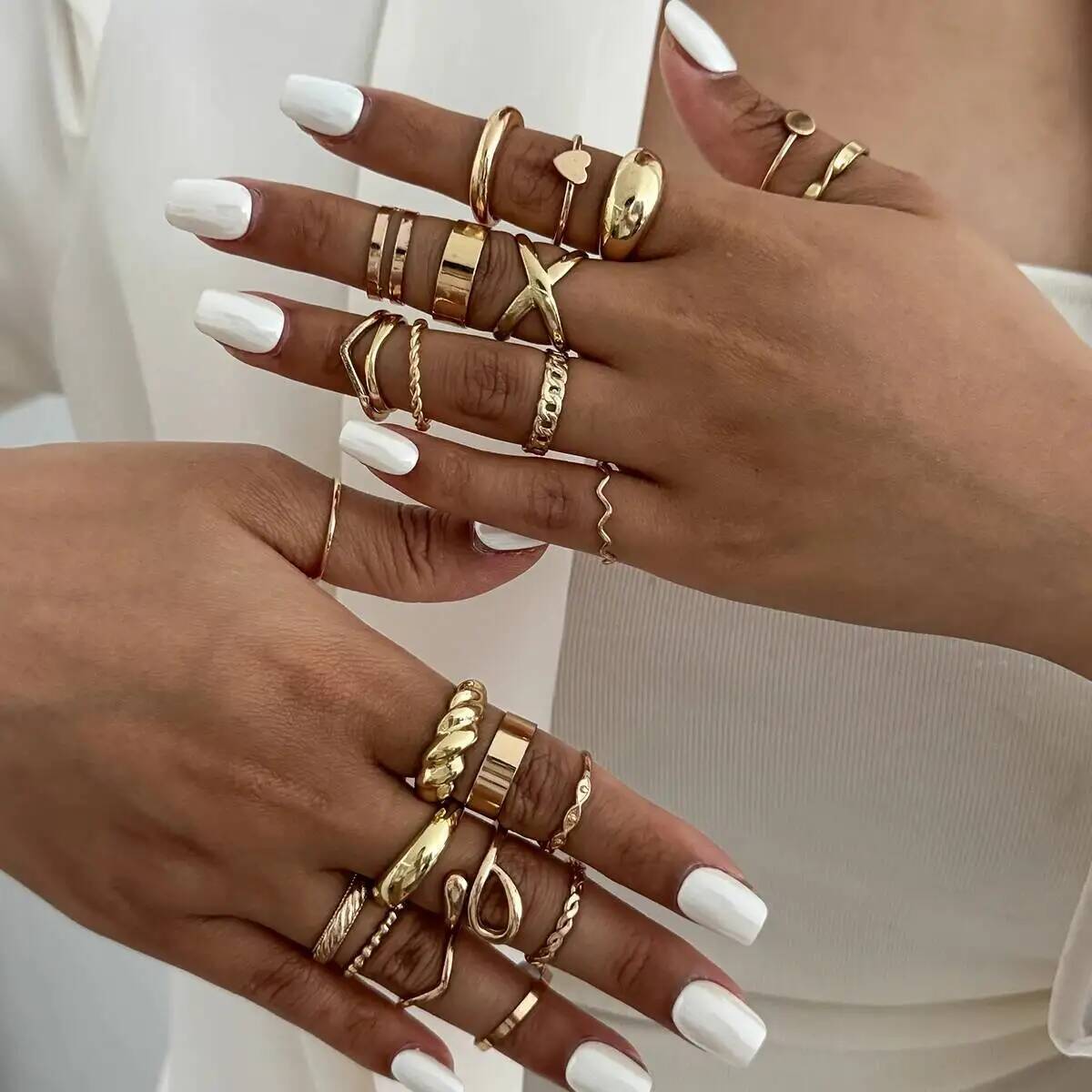 KunJoe 24Pcs/Set Trendy Irregu - đánh giá và giá Vintage Punk Knuckle Rings Set