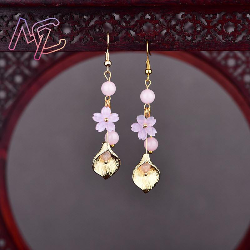 Pink Natural Jade Flower Earri - đánh giá và giá Earrings