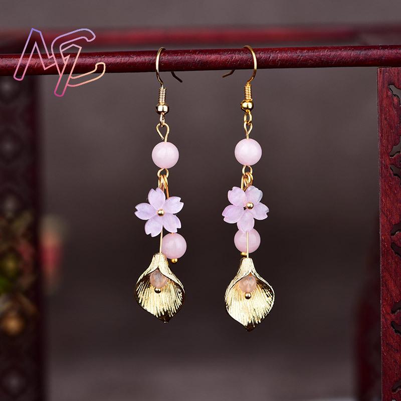 Pink Natural Jade Flower Earri - đánh giá và giá Earrings