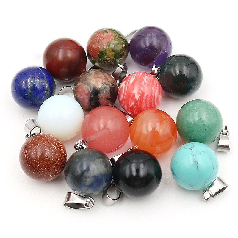20pcs/ Bag 14mm  Natural Stone - đánh giá và giá Crystal Pendant Necklace Natural Stone