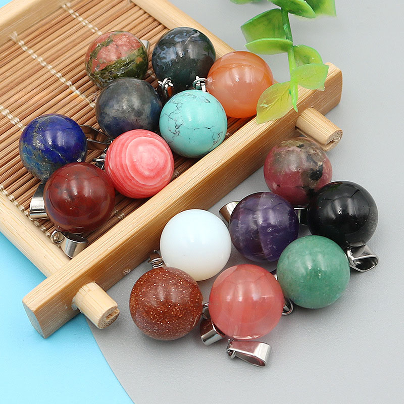 20pcs/ Bag 14mm  Natural Stone - đánh giá và giá Crystal Pendant Necklace Natural Stone
