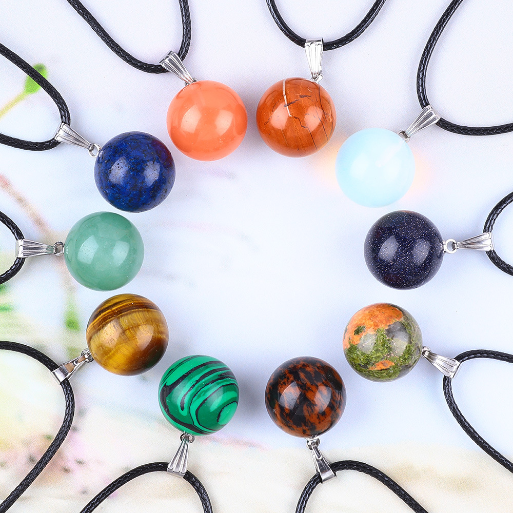 20pcs/ Bag 14mm  Natural Stone - đánh giá và giá Crystal Pendant Necklace Natural Stone