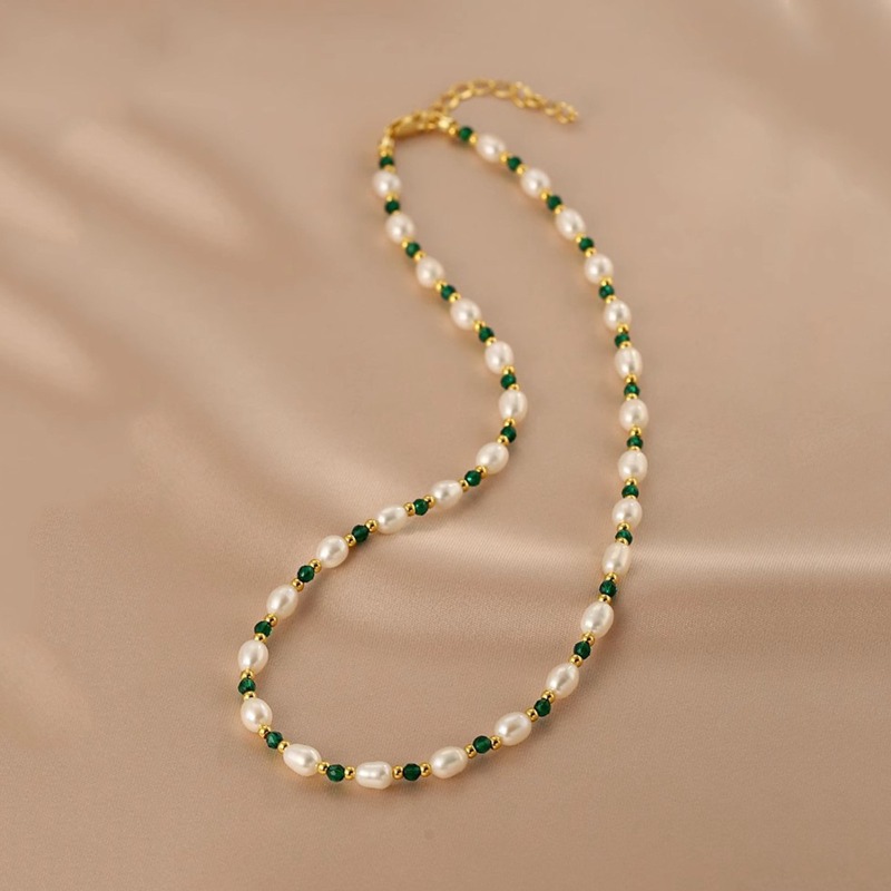 Minar Dainty Green Color Glass - đánh giá và giá Pearl Choker Necklace Vintage