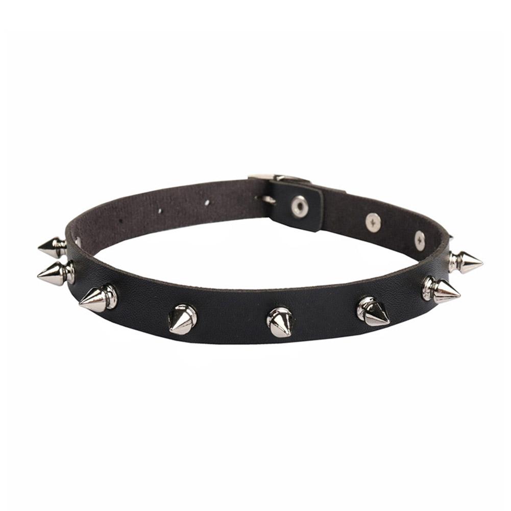 Black PU Leather Choker Neckla - đánh giá và giá Goth Punk Spike Choker