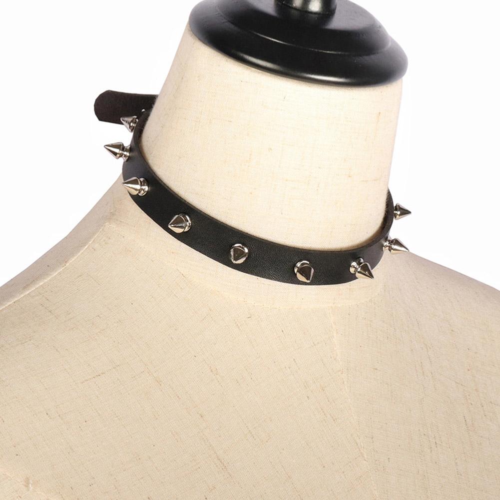 Black PU Leather Choker Neckla - đánh giá và giá Goth Punk Spike Choker